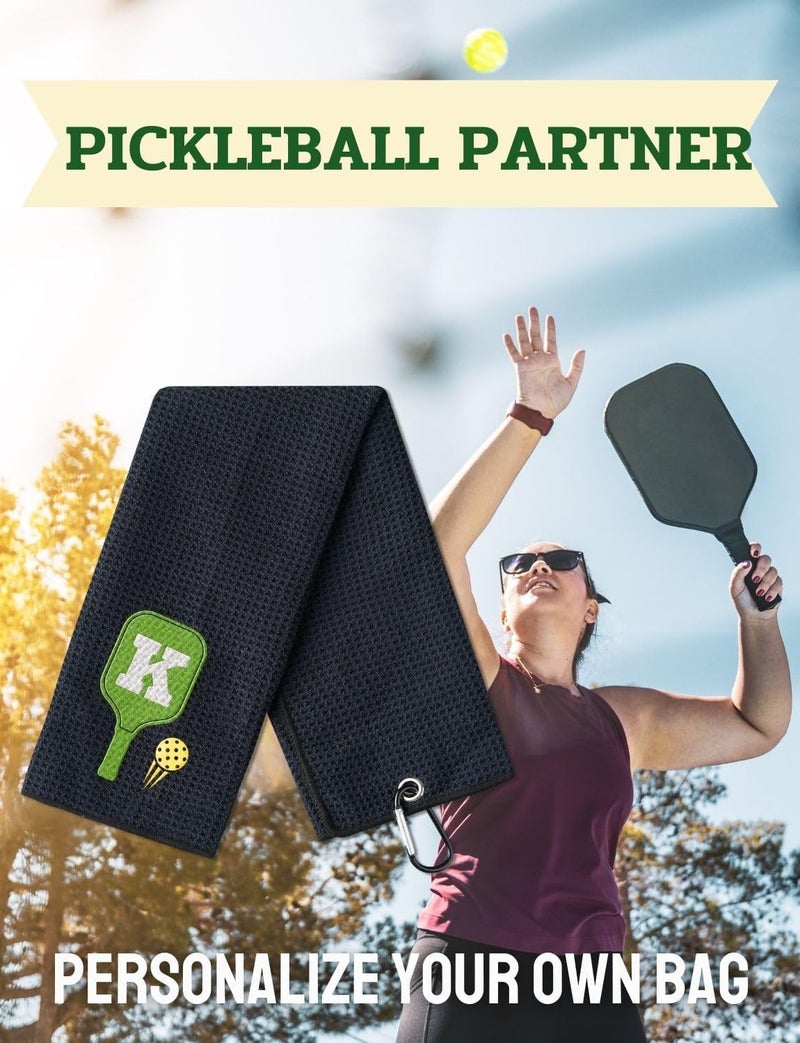 CybGene Embroidered Pickleball Towel, Funny Gift for Pickleball Lovers, 16"x 24" Microfiber Towel, Initial E - Image 5